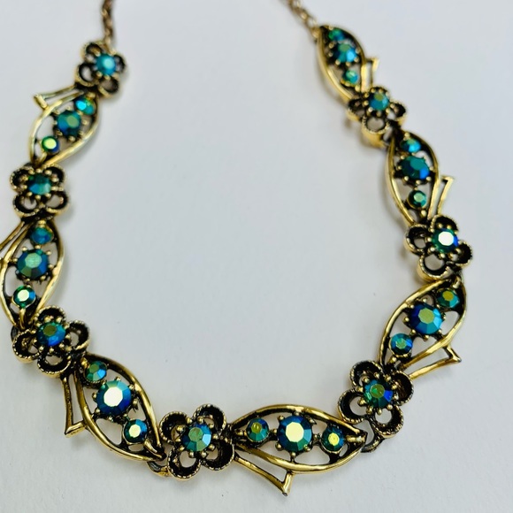 Vintage Blue Rhinestone Necklace and Bracelet - Picture 6 of 8